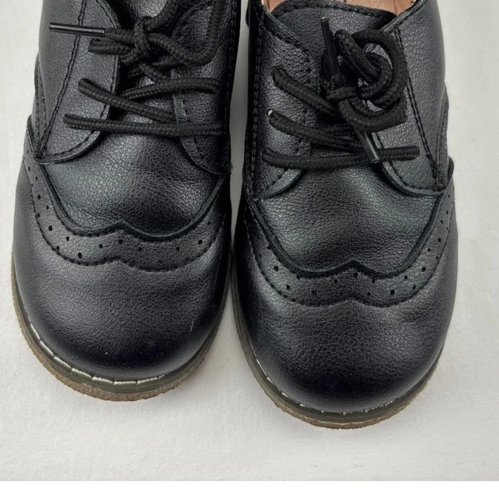 MG‎ Baby Toddler Sz 11 Black Wingtip Oxford Dress Shoes Lace Up Boys Comfortable